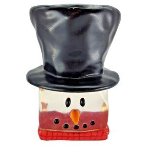 Glass Snowman scented Wax Warmer w/ Top Hat Tealight Candle Holder